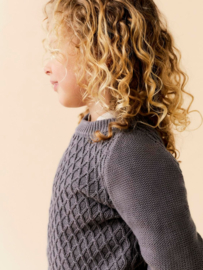 Lil' Atelier gebreide geruite trui pewter | maat 92 - 128
