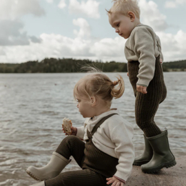 Silly Silas maillot met bretels granny teddy footless seaweed brown | diverse maten