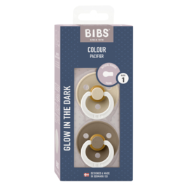 BIBS spenen glow in the dark Vanilla & Dark oak | 2-pack