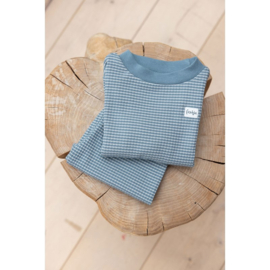 Feetje wafel pyjama ijsblauw | maat 56 - 122