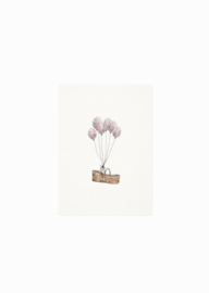 Inkylines kaart 'Mozesmandje met roze ballonnen'