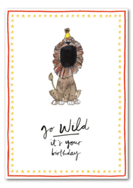 Studio Wilderness dubbele kaart 'Go wild, it's your birthday' | incl. sluitsticker