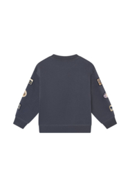 Daily Seven | Sweater Oversized Badges | Donker Blauw
