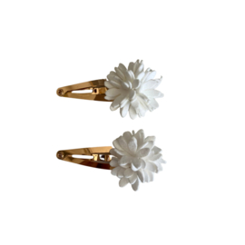 Klikklak speldje witte bloemetjes  | setje van 2