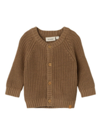 Lil' Atelier gebreid vest sepia tint | maat 56 - 86