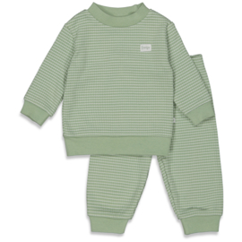 Feetje wafel pyjama groen melange | maat 56 - 122