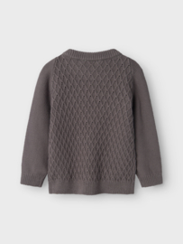 Lil' Atelier gebreide geruite trui pewter | maat 92 - 128