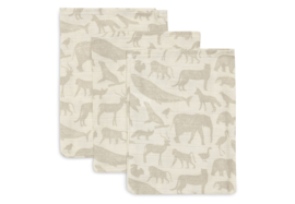 Jollein washandjes safari | 3-pack | in sage of nougat