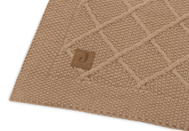 Jollein ledikantdeken check knit | in oatmeal of biscuit