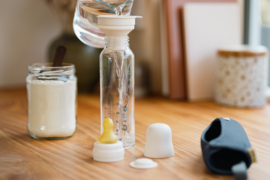 BIBS glazen fles met latex speen ivory | 270 ml