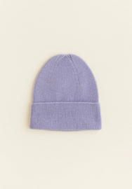 Hvid | Wollenbeanie lila