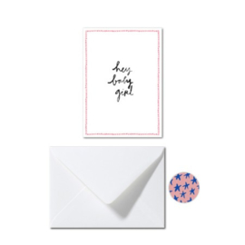 Studio Wilderness dubbele kaart 'Hey baby girl' | incl. sluitsticker