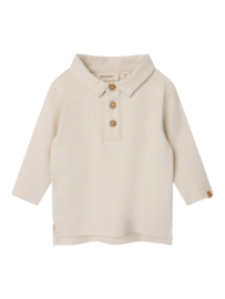 Lil' Atelier shirt met polokraag turtledove | maat 56 - 128