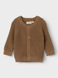 Lil' Atelier gebreid vest sepia tint | maat 56 - 86