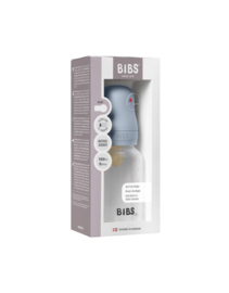 BIBS glazen fles met latex speen baby blue | 150 ml