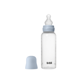 BIBS glazen fles met siliconen speen baby blue | 270 ml