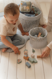 Little Dutch ton met houten blokken blauw