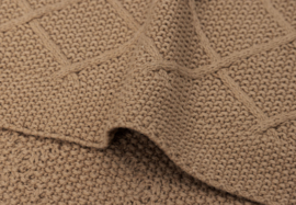 Jollein ledikantdeken check knit | in oatmeal of biscuit