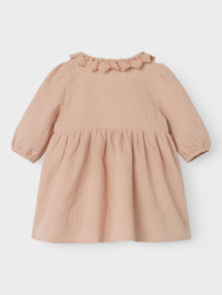 Lil' Atelier jurkje met kanten kraagje ruby tan | maat 56 - 86