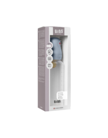 BIBS glazen fles met latex speen baby blue | 270 ml