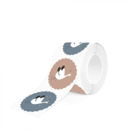 Stickers ooievaar in blauw en roze | 9 stuks