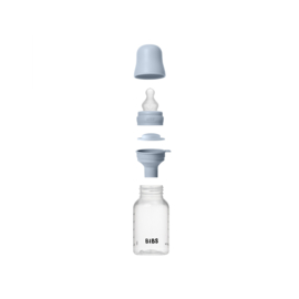 BIBS glazen fles met siliconen speen baby blue | 150 ml
