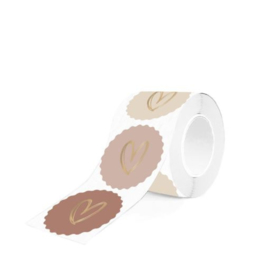 Stickers roze met gouden hartje | 9 stuks