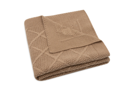Jollein ledikantdeken check knit | in oatmeal of biscuit