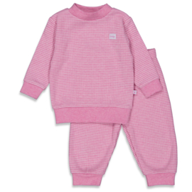 Feetje wafel pyjama roze melange | maat 56 - 122
