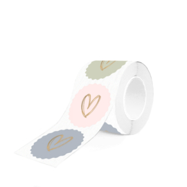 Stickers pastel met gouden hartje | 9 stuks