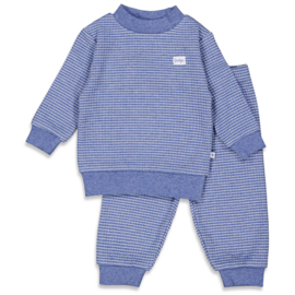 Feetje wafel pyjama blauw melange | maat 56 - 122