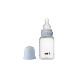BIBS glazen fles met siliconen speen baby blue | 150 ml