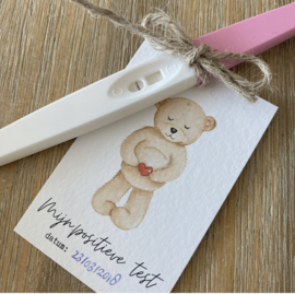 Bewaarlabel beer ‘Mijn positieve test’ | voor zwangerschapstest