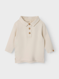 Lil' Atelier shirt met polokraag turtledove | maat 56 - 128