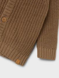 Lil' Atelier gebreid vest sepia tint | maat 56 - 86