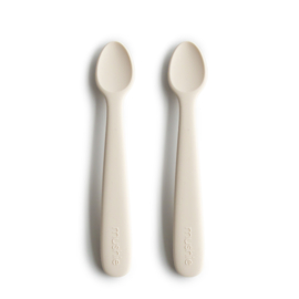 Mushie siliconen babylepels Ivory | set 2 stuks