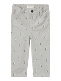 Lil' Atelier lichtblauw ribbroek met geborduurde bloemetjes | maat 92 - 128