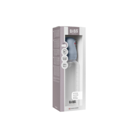 BIBS glazen fles met siliconen speen baby blue | 270 ml