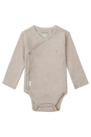 Noppies overslag romper Nino taupe melange | maat 50 - 62