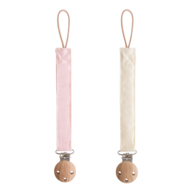 Mushie speenkoord linnen blush & cream | set van 2