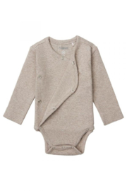 Noppies overslag romper Nino taupe melange | maat 50 - 62