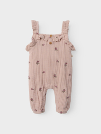Lil' Atelier mousseline jumpsuit met geborduurde bloemetjes  | maat 56 -86