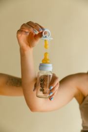 BIBS glazen fles met latex speen baby blue | 150 ml