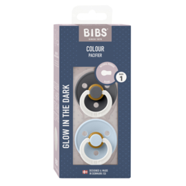 BIBS spenen glow in the dark Iron & Baby blue | 2-pack