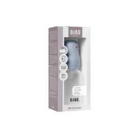 BIBS glazen fles met siliconen speen baby blue | 150 ml
