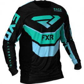 FXR Podium Jersey Black Mint Sky Blue 2021