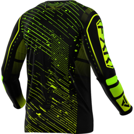FXR Podium Jersey Black HiVis Lime 2025