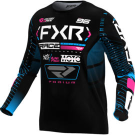 FXR Podium Jersey Black Cyan Pink 2025