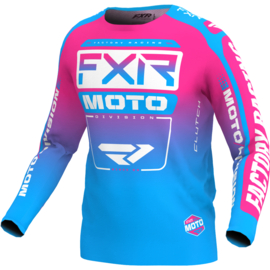 FXR Clutch Jersey Kids Cyan E-Pink 2024