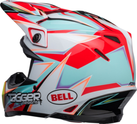 Bell Moto-9S Flex Helm Tagger Edge Fever White Aqua